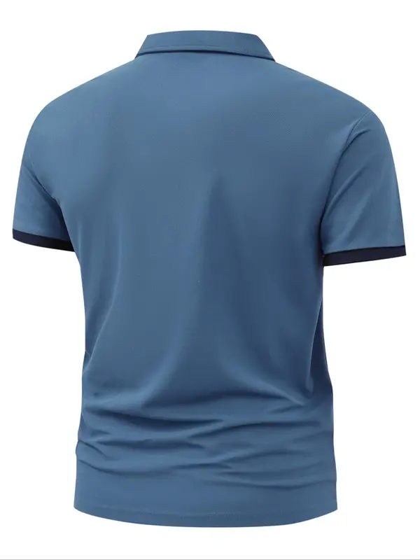 Men's Regular Fit Plain Short Sleeve Polo Shirt, Casual Breathable Comfortable Collared Top for Summer, Fashion Men's Clothes for Daily Wear, Tropical 8