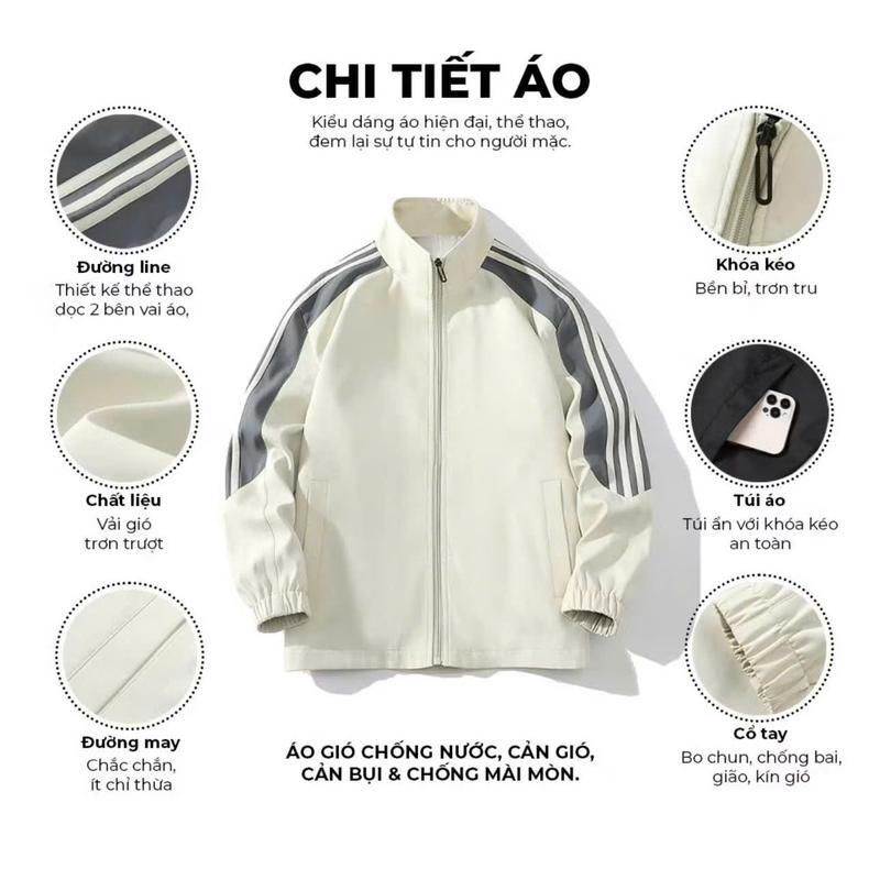 Product Introduction of Bộ Quần Áo Gió Thể Thao Nam Dài Tay Ba Sọc Thu Đông Chống Nước, Chống Bám Bẩn, Năng Động Trẻ Trung Sport Đồng Bi 15