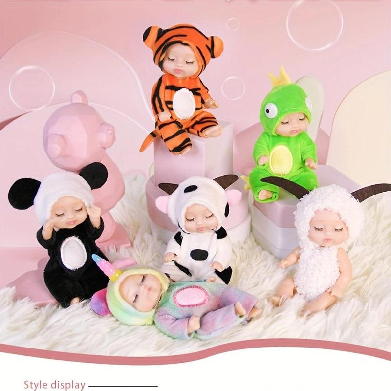 Product Introduction of Cute Doll Set with Animal Design Clothes, 6 Counts/set Soft Flexible Joint Doll, Fashionable Dolls for Birthday Gifts, Christmas Gift 8