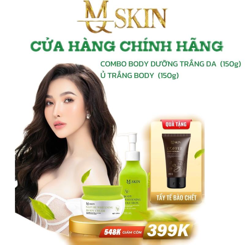 [MQSKIN] COMBO BODY DỊỆP LỤC  NÂNG CẤP CHỐNG NẮNG 150g .Ủ TRẮNG SỮA DỪA 150ML. TẨY TẾ BÀO CÀ PHÊ 150g 1