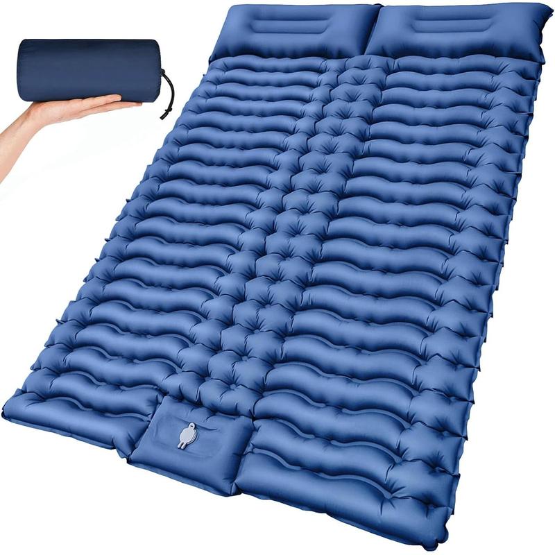 TikTok Shop Double Sleeping Pad for Camping Self Inflating 4 Extra Thick for 2 Person with Pillow Built in Foot Pump Inflatable Sleeping Mat for Backking Hiking Traveling Tent