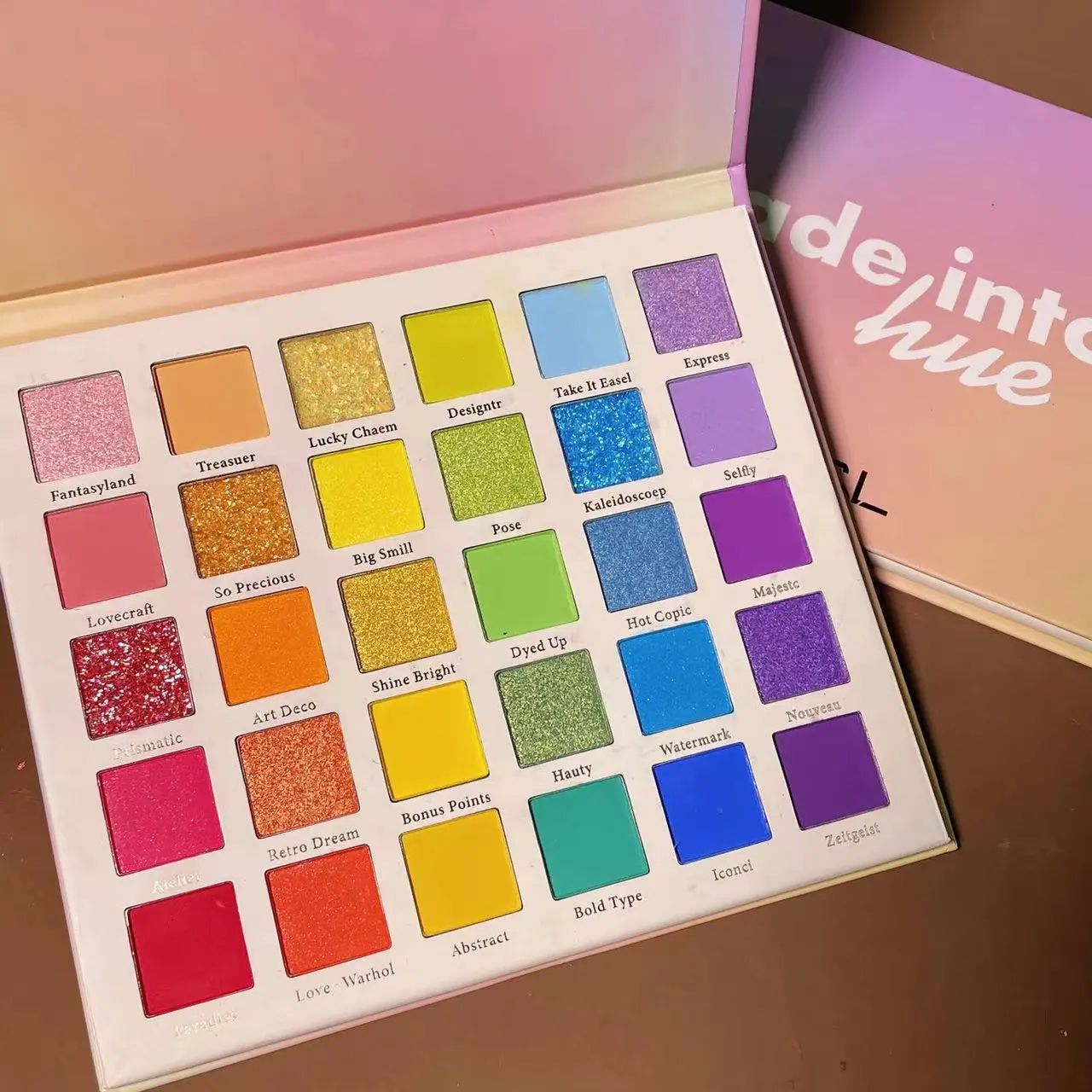Rainbow Eyeshadow Palette 30 Colors for Kids, Students, Stage Makeup - Shimmer Glitter Eye Shadow Palette