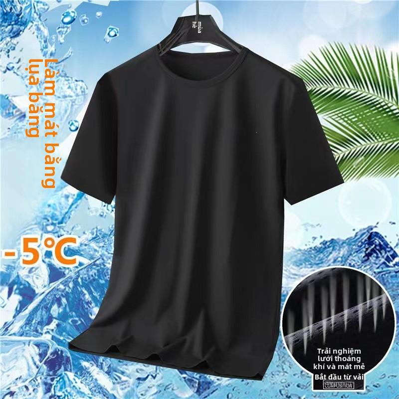 Áo Thun ngắn Tay Lụa Lạnh Dành Cho Nam Giới, Dáng Rộng Vừa Vặn, Trang Phục Mùa Hè, Lưới Thoáng Khí, Thiết Kế Chữ Cái, Phong Cách Thể Thao Ngầu Lớp Cơ Sở 6