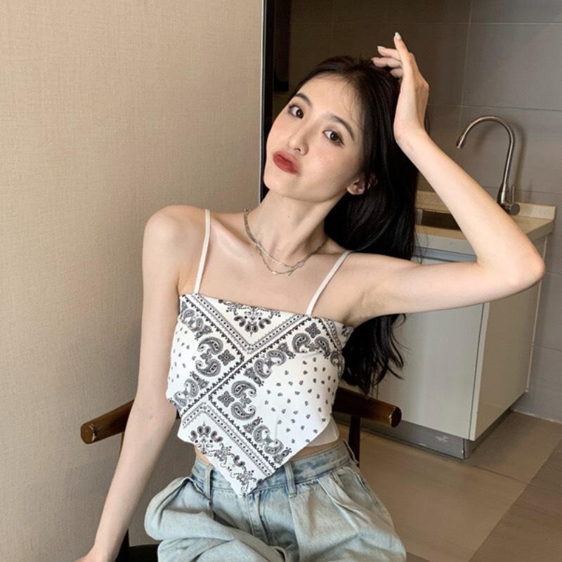 Áo yếm 2 dây hoạ tiết thổ cẩm boho Top Nữ Chỉ giặt tay Golden 3