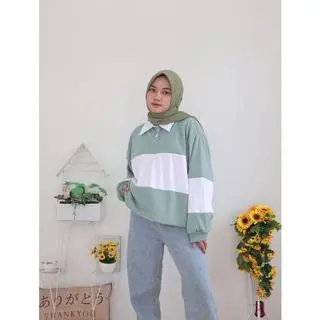 CLAIRE STRIPE OVERSIZE BABY TERY Polo Atasan  Wanita 6