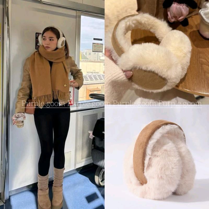 [HÀNG CÓ SẴN-Ảnh thật] Bịt tai giữ ấm da lộn lót bông xinh xắn đậm chất Tây hot