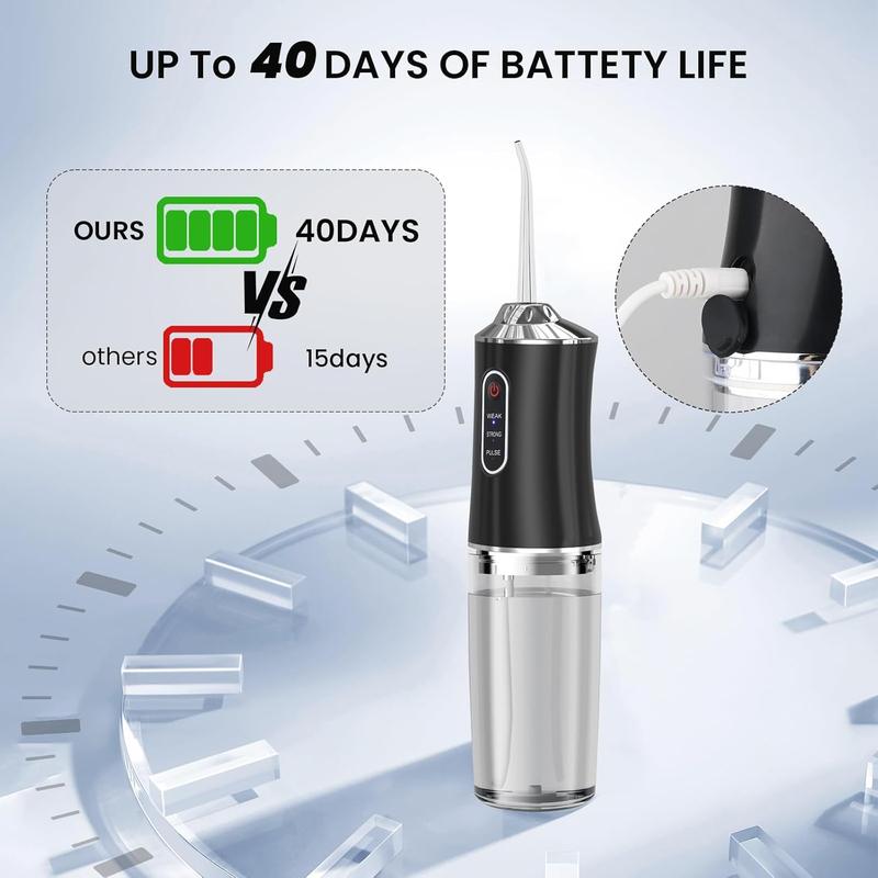 Product Introduction of Electric Oral Irrigator with 4 Replacement Heads, 1 Box Rechargeable Portable Water Flosser with 3 Modes, Oral Care Tool for Home & Travel, Teeth Cleaner	Dental Kit 4