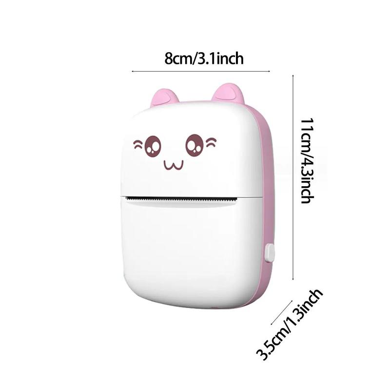 Product Introduction of Cute Cat Design Portable Printer, 1 Count Mini Printer with USB Cable, Multifunction Label Printer for Shopping List, Sticker & Study Note, Mini Photo Printer for Home Office School Journal 2