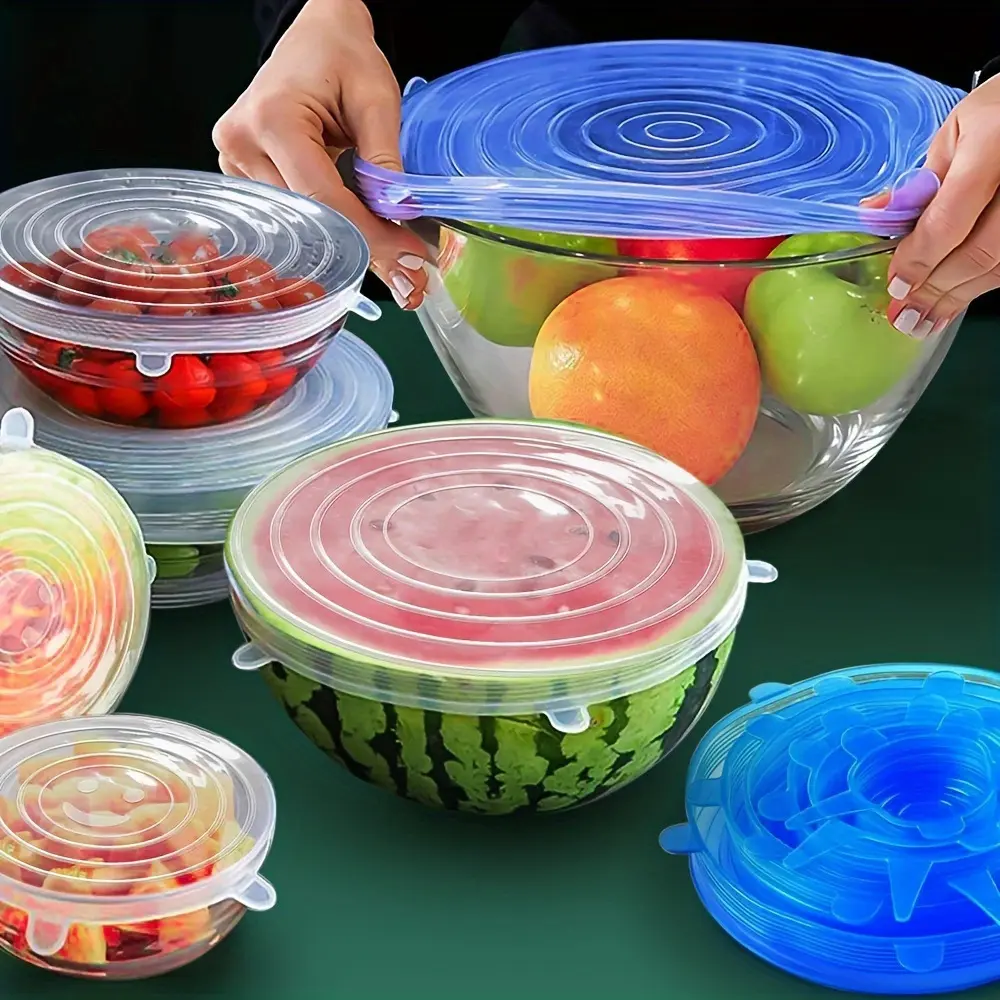 Silicone fresh-keeping cover set of six food grade silicone covers, universal fresh-keeping cover, round square universal sealing bowl cover