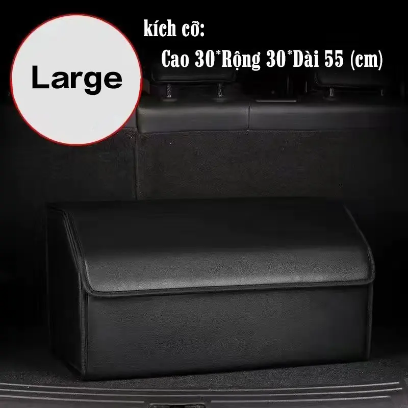 Đựng Đồ Cốp Sau Ô Tô Bọc Da Cao Cấp Hộp container vận chuyển Pu Có Thể Gấp Gọn Tiện Lợi Phụ Tùng vô lăng lái xe khách 7