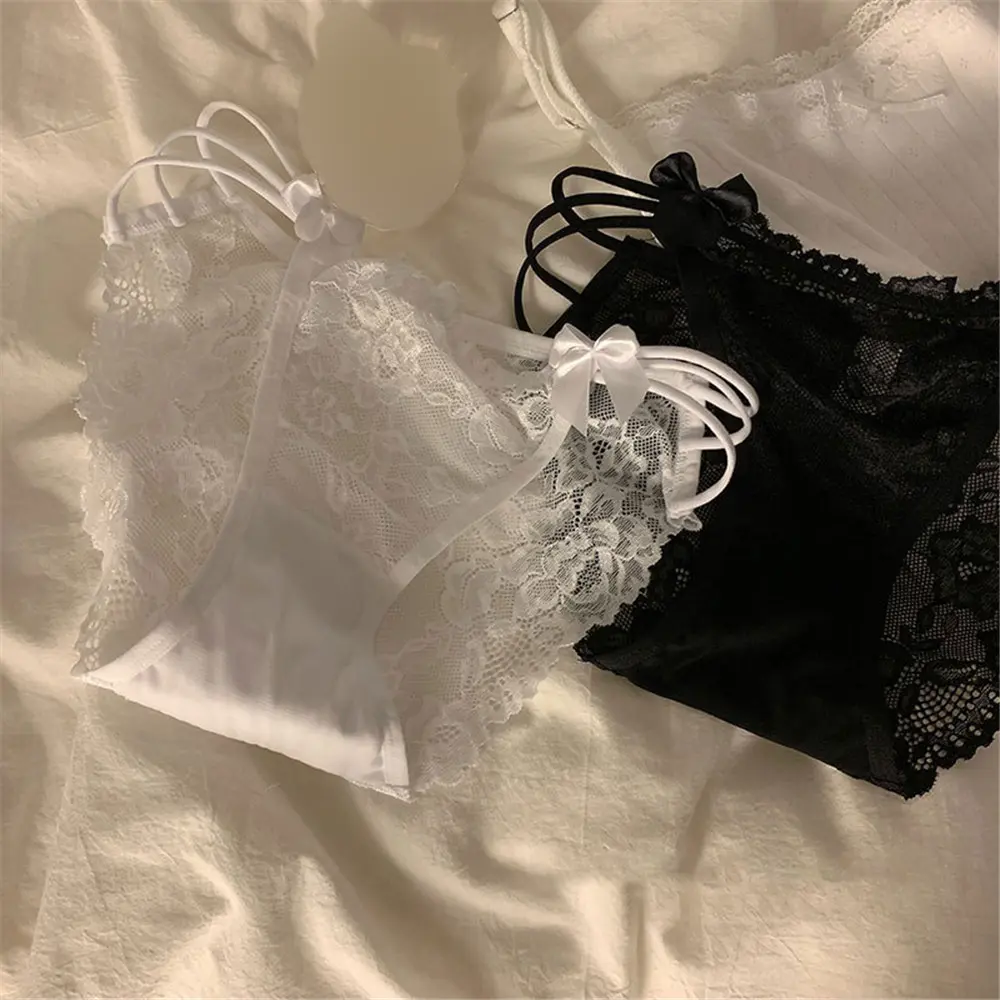 2024 New French Style Sexy Lace Sexy Lace Bow Strap Low Waist Temptation High Split Women's Underwear