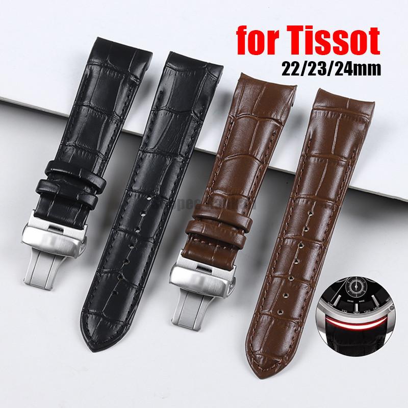 Dây Đeo Đồng Hồ Bằng Da Thật 22mm 23mm 24mm Dành Cho Tissot T035 607 407 439 428 617 Vòng Đeo Tay Đầu Cong Thích Hợp Cho Phụ Nữ Và Nam Giới Vòng Tay Khóa Bướm Khăn