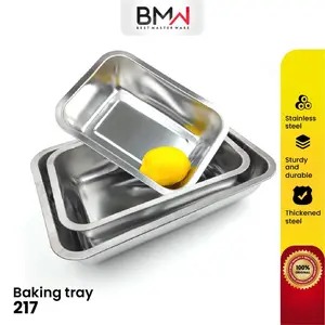 Nampan Stainless steel 217 Wadah Makanan Tempat Makanan Baking Tray Nampan Tinggi Baki Tebal Besar Murah