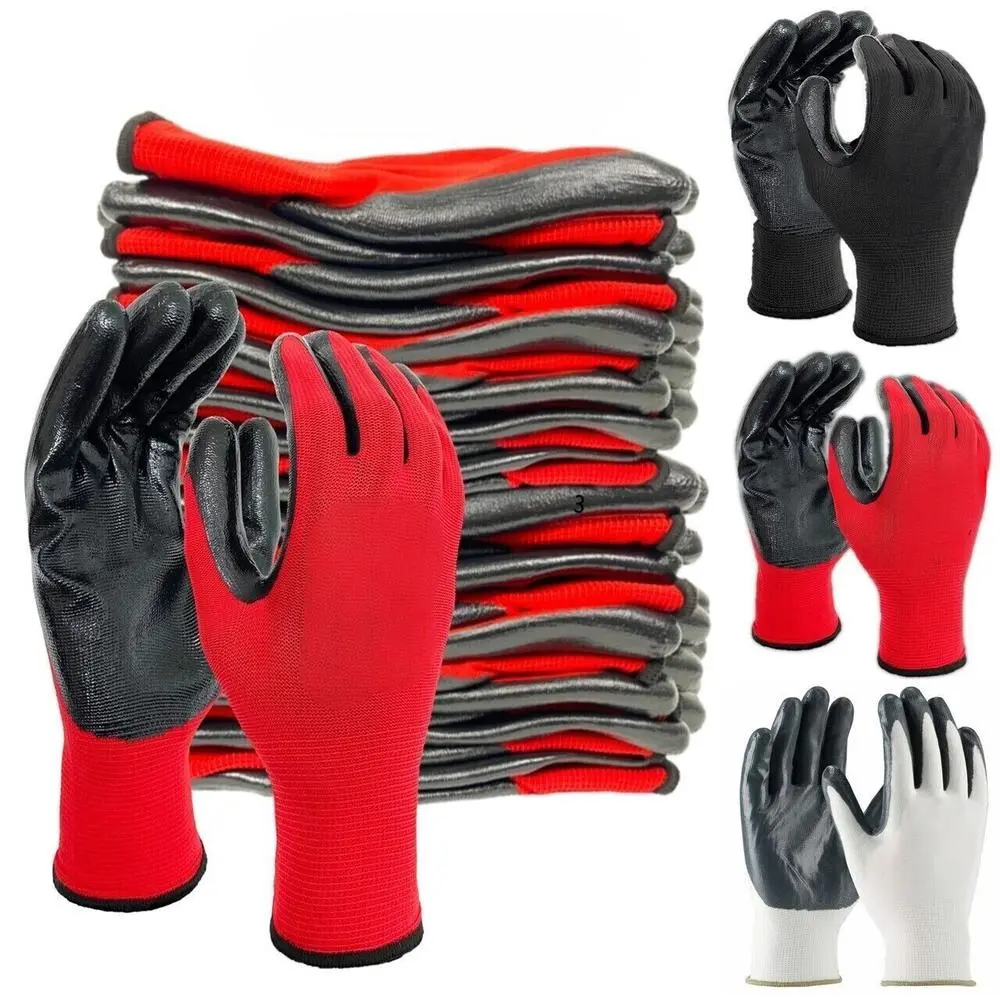 Găng tay làm việc, lớp phủ Nitrile, linh hoạt, thoáng khí, Nhẹ, găng tay nylon, xây dựng cao cấp, thích hợp cho các dự án xây dựng tự làm, cảnh quan, cơ khí