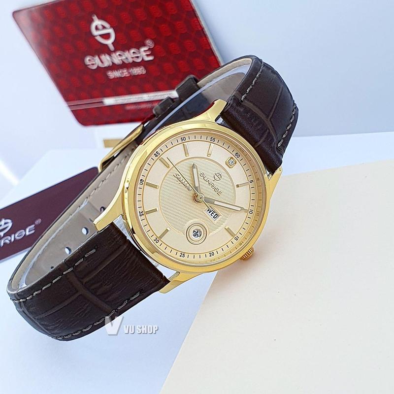  Đồng hồ nữ SUNRISE DL782PWA Dây da Kính Sapphire Chính hãng 
