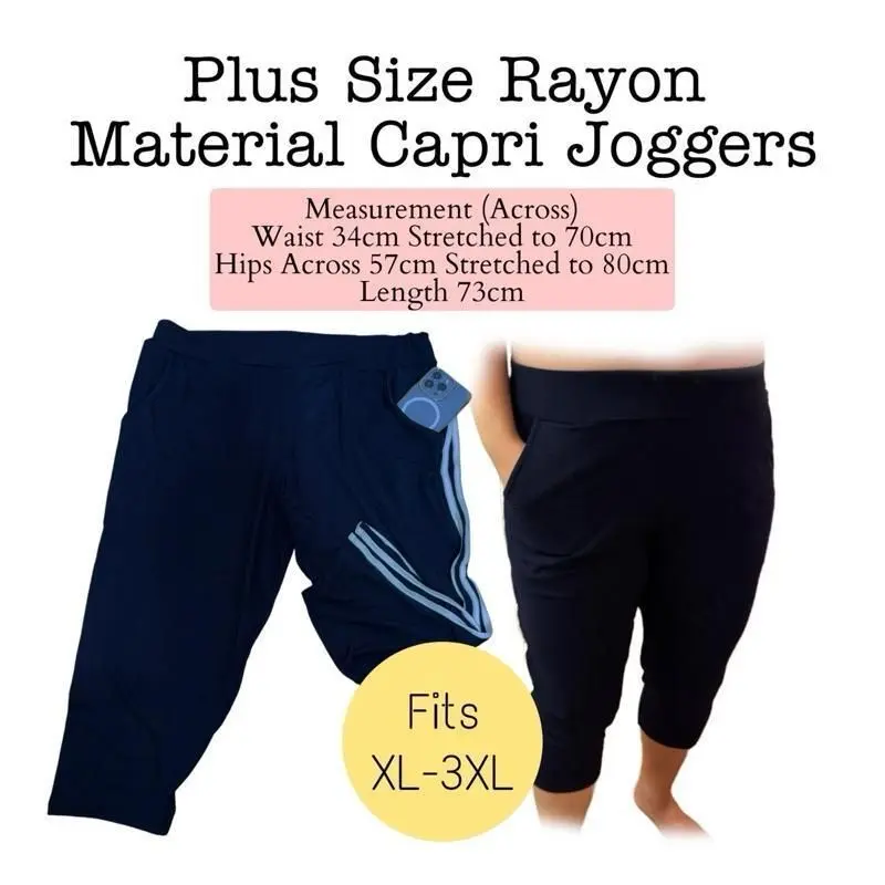 Plus Size Rayon Material Capri Joggers