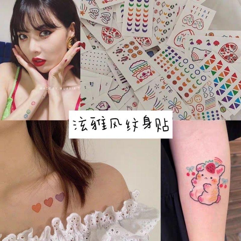 1 Tấm Hình Xăm Tatto Hoạ Tiết Dễ Thương ( Giao Mẫu Ngẫu Nhiên ) 0