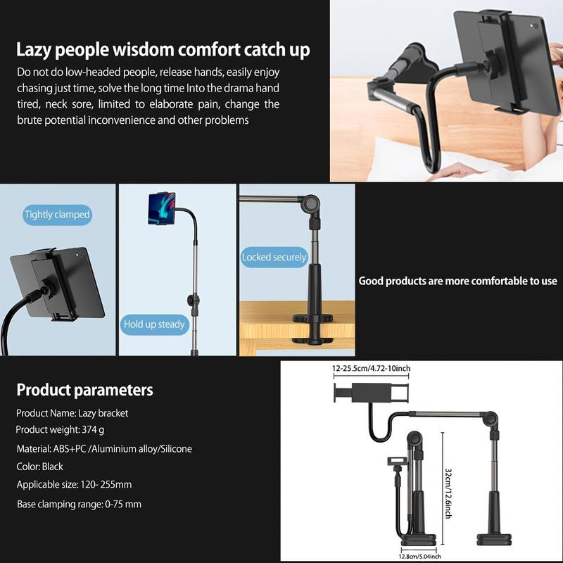 Adjustable Tablet Phone Stand, Rotatable Desktop Bedside Stand, Foldable Table Stand For Apple Android Phone Tablet, Tripod Head, Electronics Accessories 9