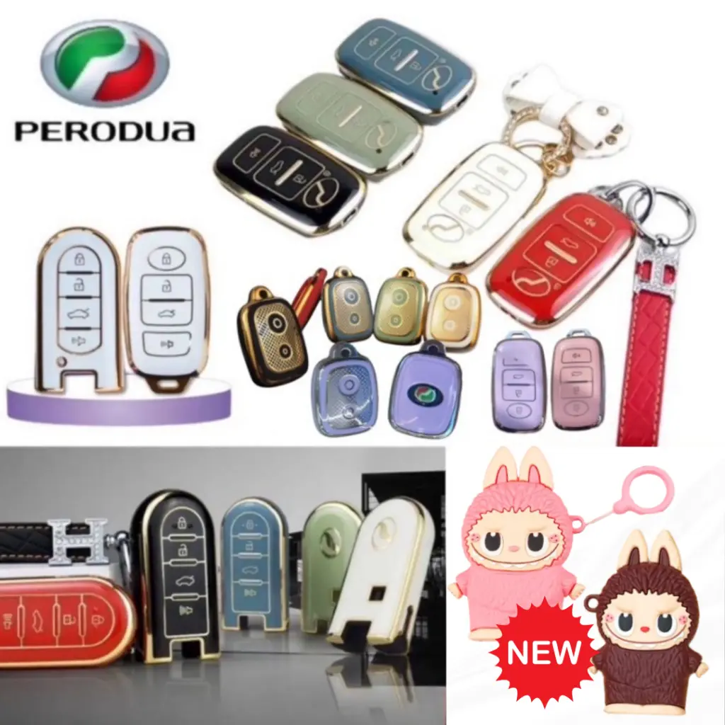 NEW Perodua AXIA 2023 BEZZA ALZA ARUZ ATIVA VIVA MYVI Key Cover Sarung Kunci Remote Car Key Case key holder Keychain