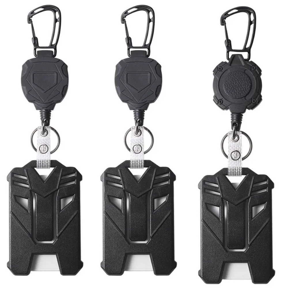New Heavy Duty Pull Reel Carabiner Elastic Pull Rope Retractable Key Chains Tools Easy Pull Buckle Steel Wire Rope Buckle Outdoor