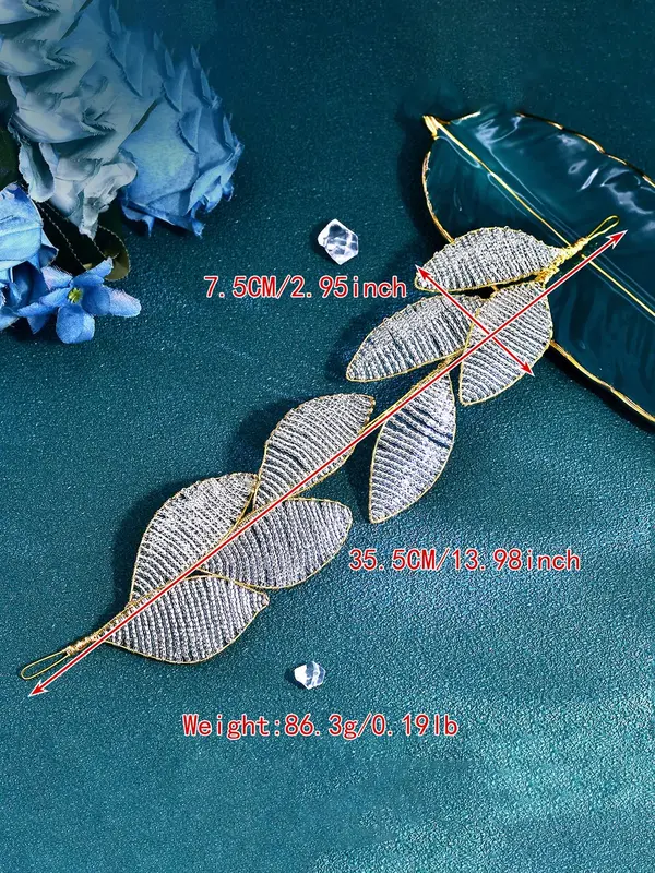 Elegant Leaf Design Bridal Headwear, Artificial Crystal Decor Hair Hoop for Wedding Bridal Party Formal Occasions, Fashion Hair Accessories for Women 1