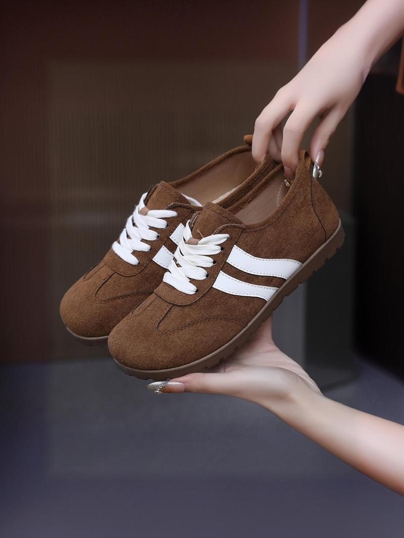 Product Introduction of Women's Fashionable Colorblock Pattern Lace Up Low Top Sneakers, Casual Comfortable Sports Shoes for Daily Wear, Female All-match Round Toe Shoes for Spring & Fall 5