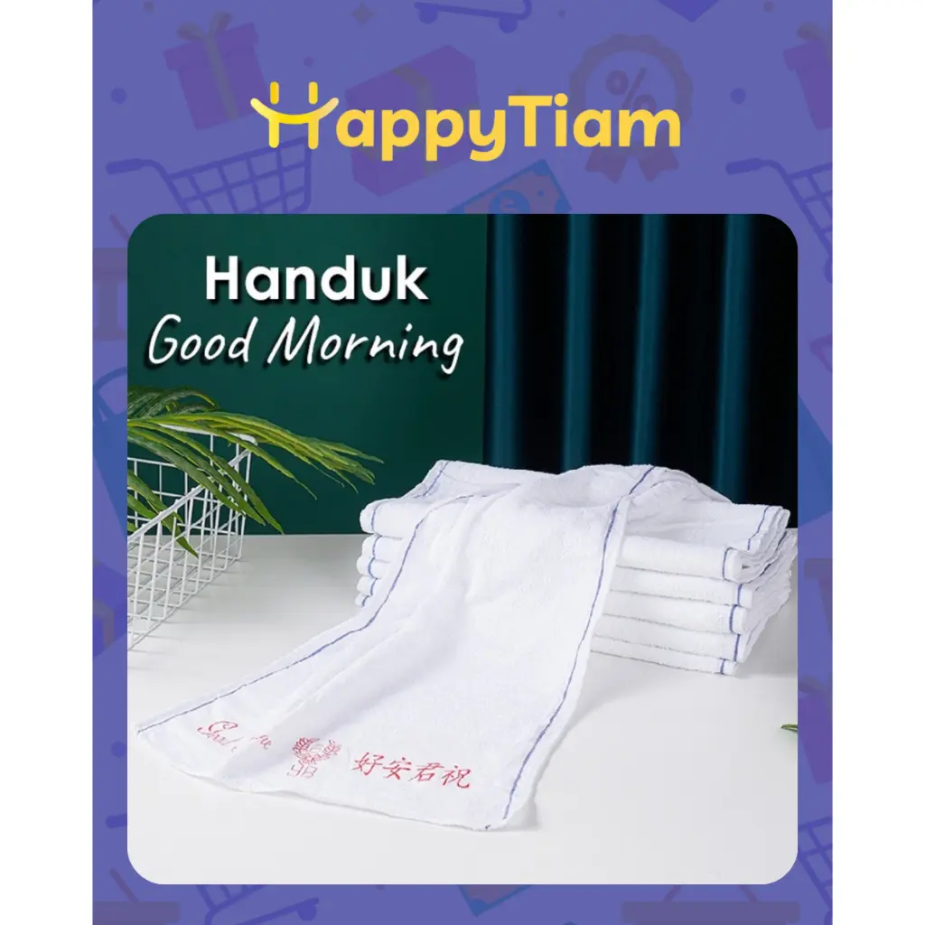 HANDUK GOOD MORNING KAIN PUTIH KECIL SERBAGUNA MUKA WAJAH SALON OLAHRAGA Bathroom