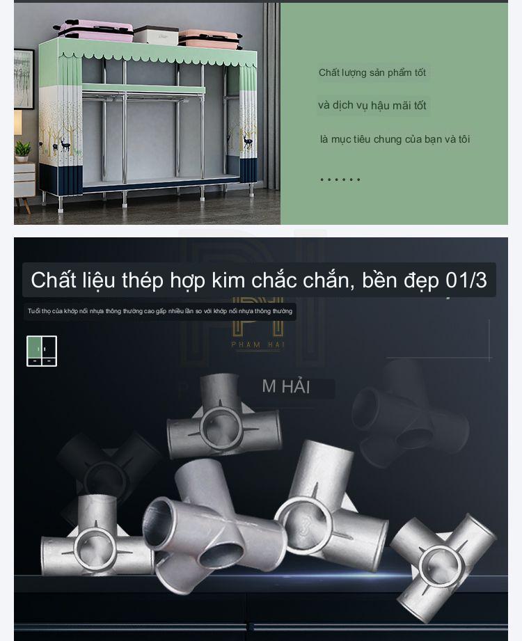 Product Introduction of Tủ Quần Áo Tủ Vải Khung Thép Chốt Thép 5 Buồng 10 Ngăn Cỡ Lớn 250Cm khung thép cỡ lớn treo quần áo gấp gọn thoải mái 22