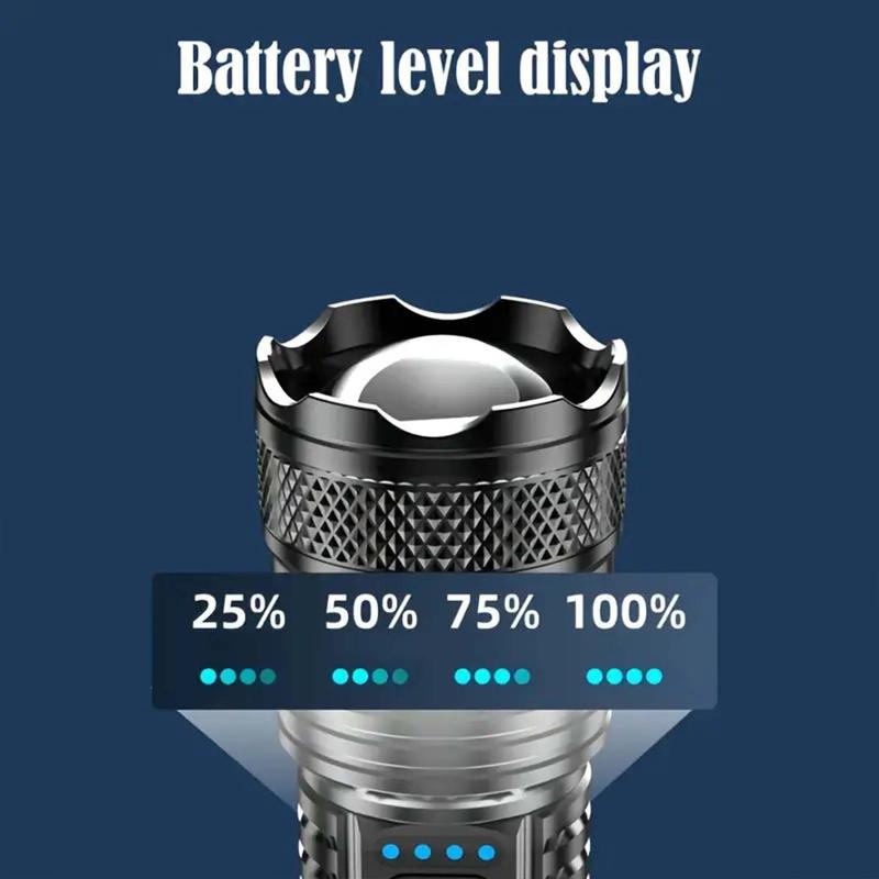 Rechargeable Flashlight, 1/2/4 Counts 12000 Lumens LED Flashlight, Adjustable High Brightness Flashlight, Portable Lighting for Camping, Outdoor Activities Long Distance 6