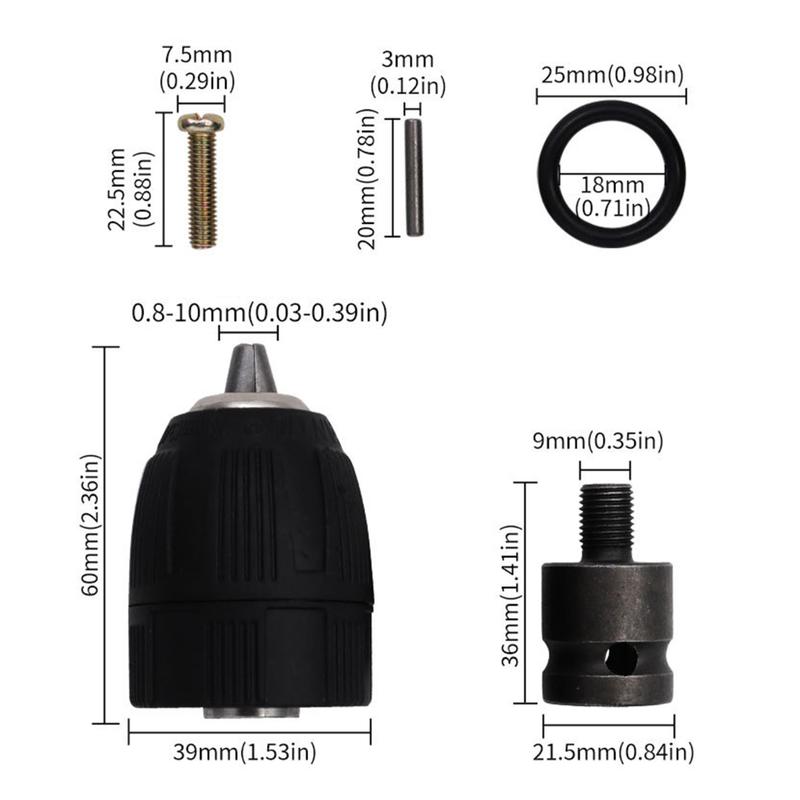Mua Chuck Khoan Không Chìa, Đường Kính 0.8mm-10mm, Ren 3 / 8-24UNF, Thích Hợp Cho Máy Khoan Điện Cầm Tay Bộ Chuyển Đổi Chuyển Đổi Nhanh 4