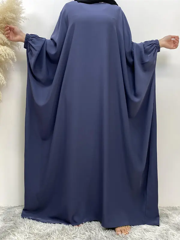 Women's Plain Batwing Sleeve Zipper Kaftan, Esme Kaftan Dress, Butterfly Abaya, Asian Suits Eid, Modest Clothes, Modest Loose Long Sleeve Maxi Dress for Spring & Fall, Modest Holiday Outfits, Kaftans for Women 2