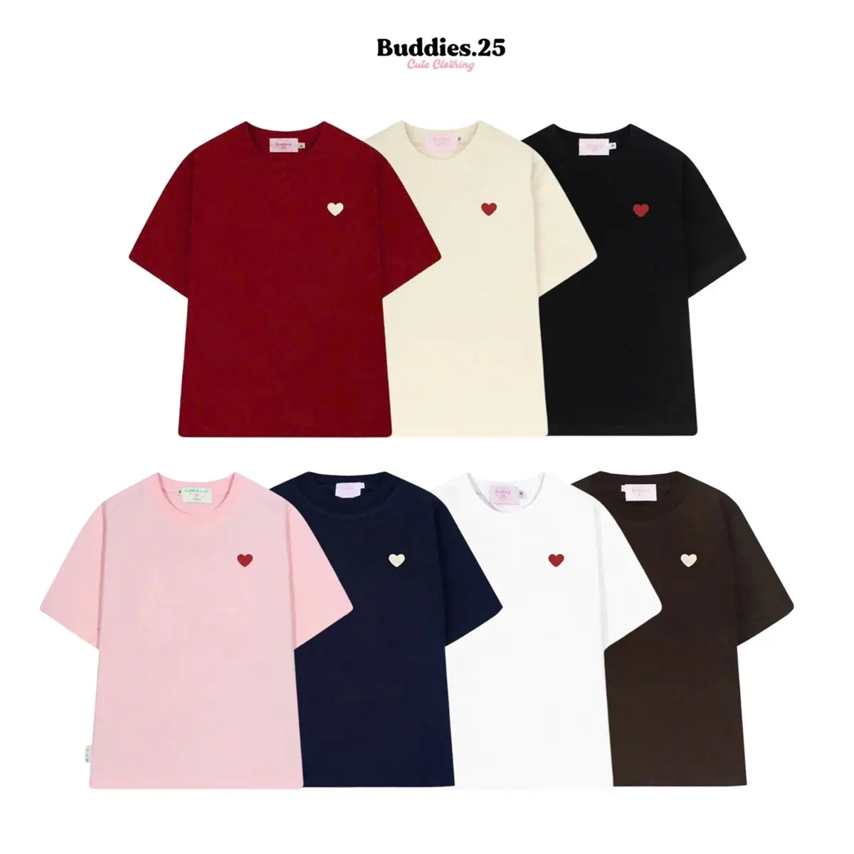 BUDDIES | Heart Tee | Áo thun babytee thêu tim bên ngực