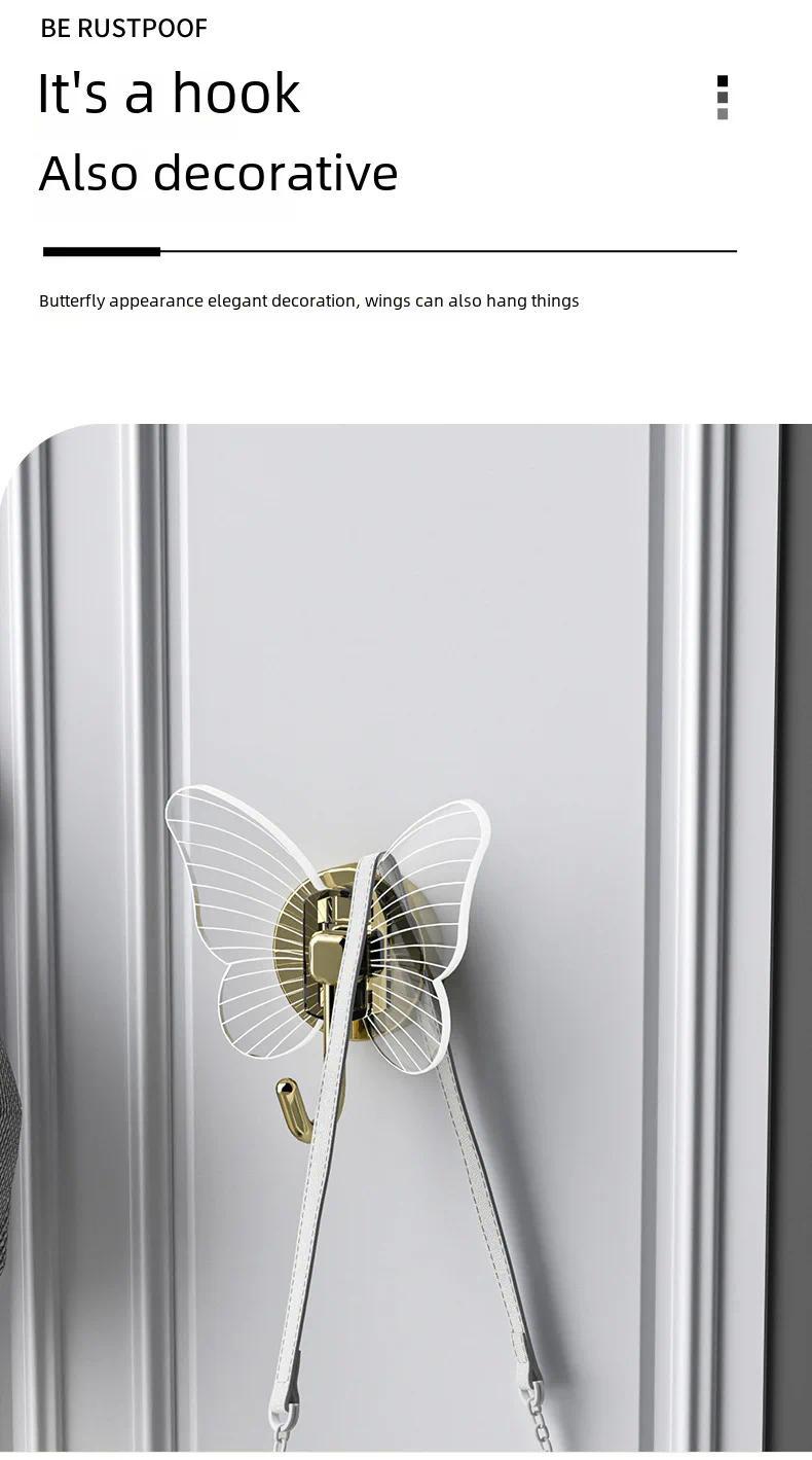 Product Introduction of Elegant Butterfly Hanger Bathroom No-Drill Wall Hook Seamless Hanging Entrance Strong Adhesive Stylish Wholesale Decor Organizer 10