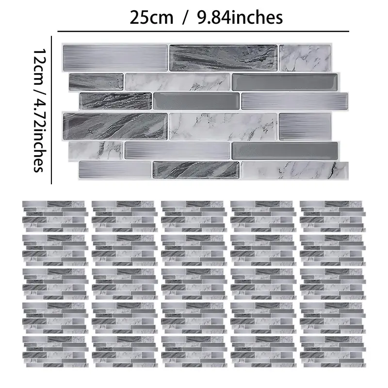Faux Marble Pattern Tile Sticker, 25pcs/set Self Adhesive Tile Sticker, Waterproof & Oil-proof Wall Sticker for Home Kitchen Bathroom, Decor 1