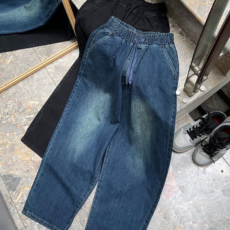Quần baggy Jean trơn lưng chun form thụng rộng Nữ M516 2