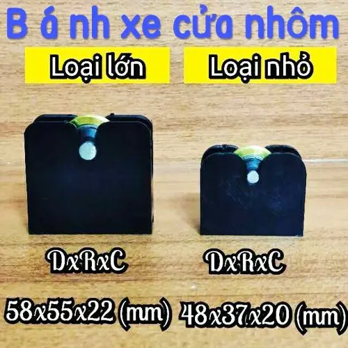 Bánh xe cửa lùa nhôm nhỏ và lớn - bánh xe thau đồng dày chạy êm và bền vững 4