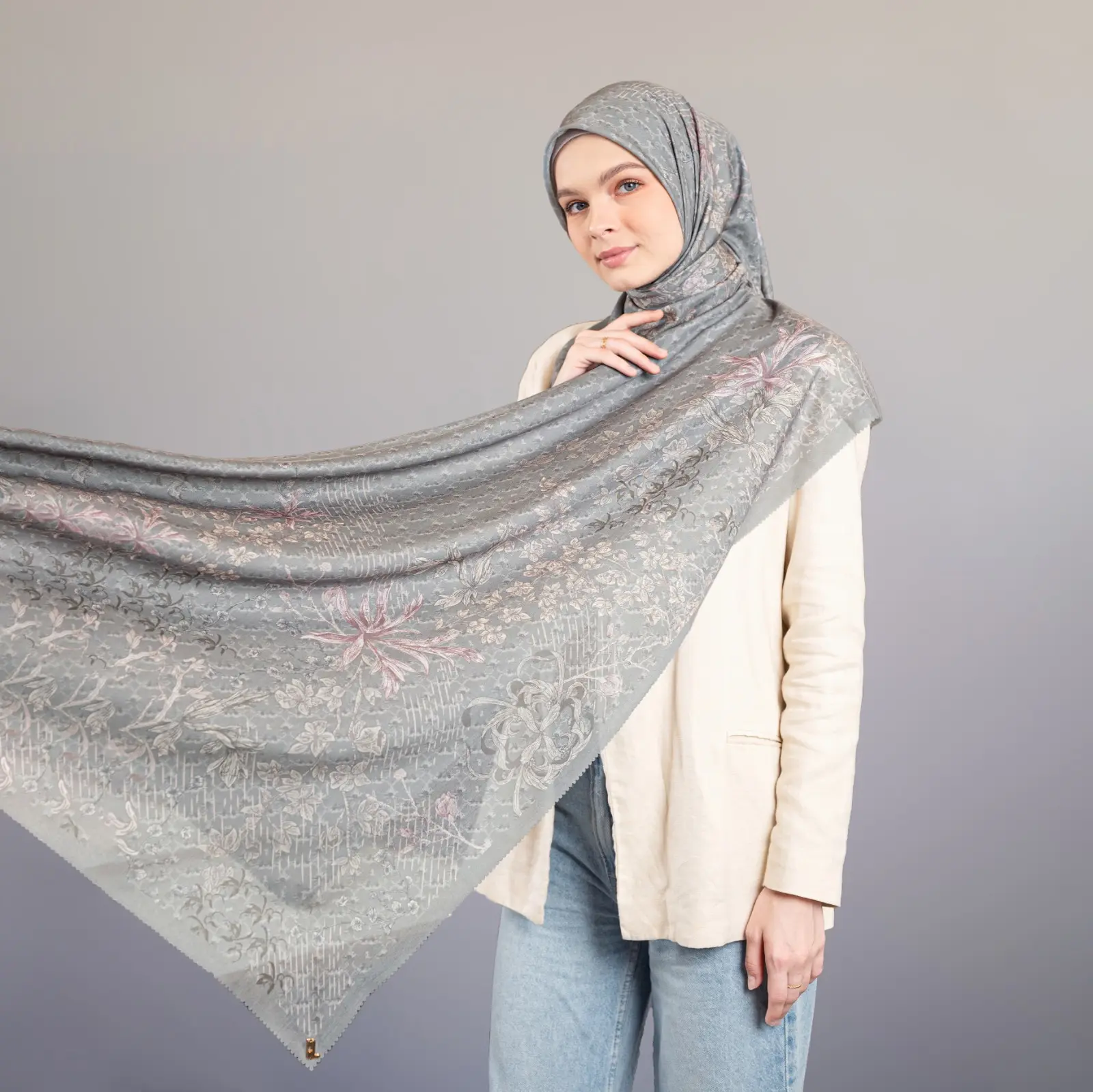 HEYLOCAL CLEINE SCARF SEAGRASS - Hijab Segi Empat Printed Vinest Voal