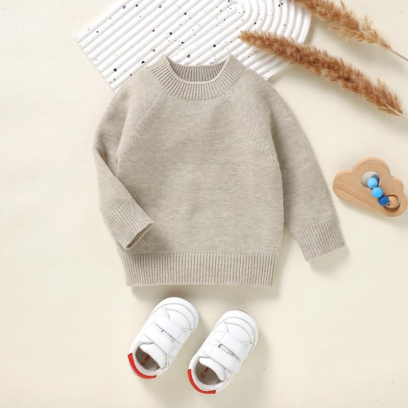 Product Introduction of Toddler Autumn Winter Knit Sweaters Long Sleeve Round Neck Solid Color Knitwears 64