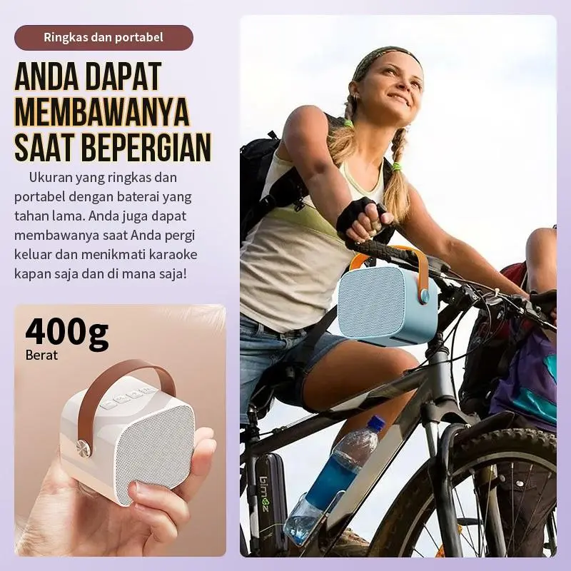 100% Original mini Karaoke speaker bluetooth Bass K1 Microphone Premium set lengkap speaker bluetooth mic wireless 7