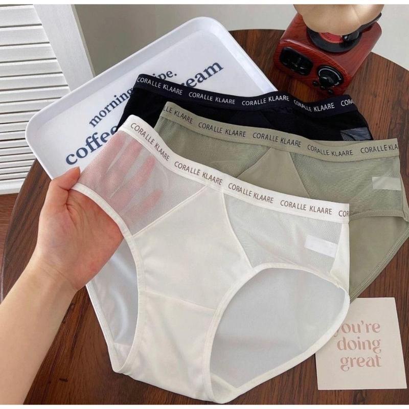 Set 10 (hoặc 5) Quần Lót Nữ Vải Su Lạnh Phối Lưới Cạp Chữ Năng Động Women