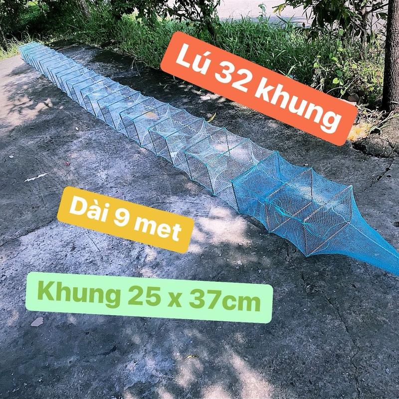 Lú 32 khung - Dài 9m, lú dây bát quái bắt tôm cá Và lú 29 khung Dài 8m, khung 25 x 37cm, mắt lưới 1,5p
