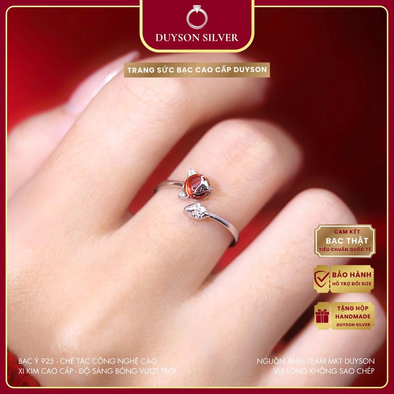  Nhẫn bạc nữ hồ ly đá đỏ phong thủy may mắn DUYSON SILVER thiết kế dễ dàng chỉnh size - đá nhỏ  NFXK14  