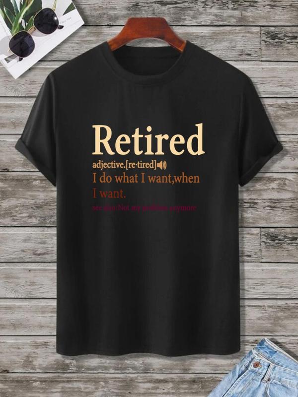 Women's "Retired" Letter Print Round Neck Graphic Tee, Vintage Trendy Casual Short Sleeve T-shirt for Daily Wear, Ladies Summer Outfit 2