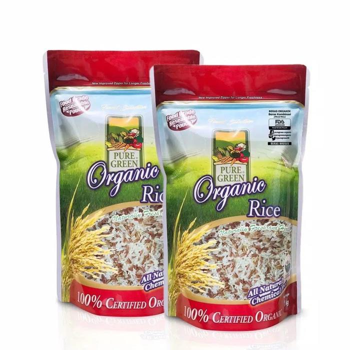 Gambar PAKET 2 - PureGreen Organic Rice Beras Organik Merah Kombinasi 1 kg x 2 pc - Mixed Rice (Kombinasi) Paket 2x1 KG dari Puregreen Organic Kab. Tangerang 4 Tokopedia
