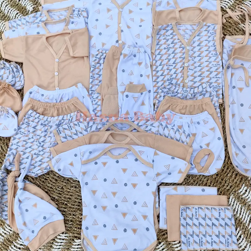 36 Pcs Paket Lahiran Lengkap Baju Bayi Celana Bayi Baru Lahir seri Coklat Susu muda, Sartaki, Jumper, Popok Tali, Baby Gift Set -Juragan Legok Sarung Perempuan 7