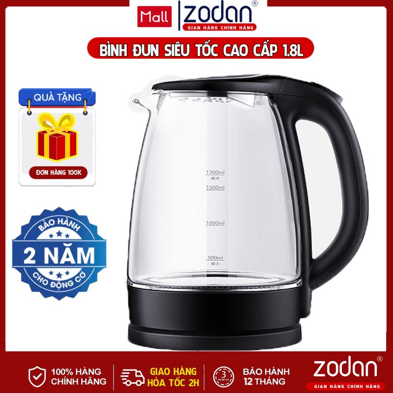 [THỦY TINH] Ấm đun siêu tốc, Bình đun nước thủy tinh siêu tốc 1.8L - Bảo Hành 1 Năm
