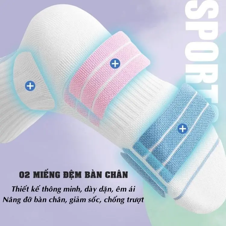 Tất Nam Nữ Thể Thao Chống Trơn Chính Hãng Cao Cấp Vớ Bóng Rổ Chạy Bộ Đá Banh Bóng Chuyền Cầu Lông Tennis Đạp Xe Tập Gym 2
