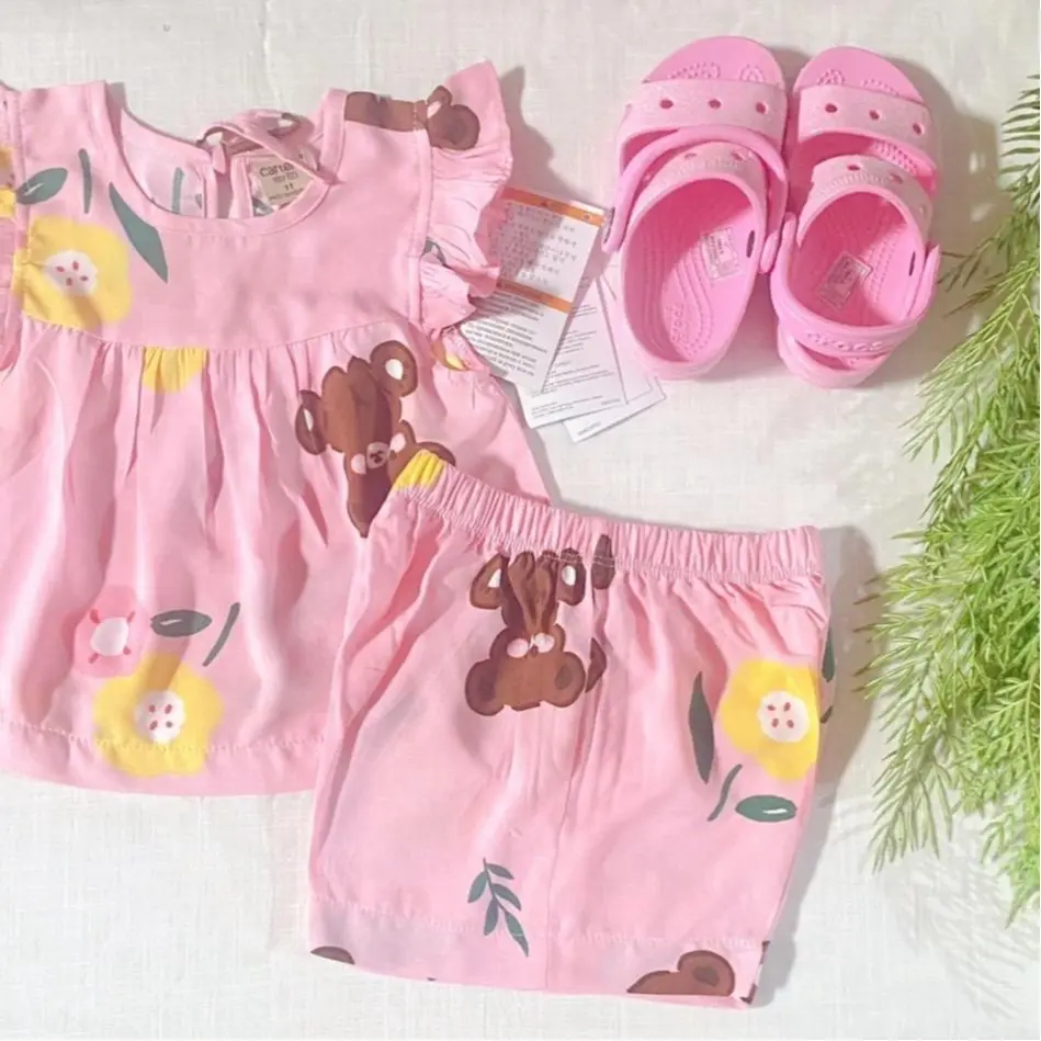 Bộ tole cho bé gái diện hè cực yêu chất tole dày mềm mại. Quần