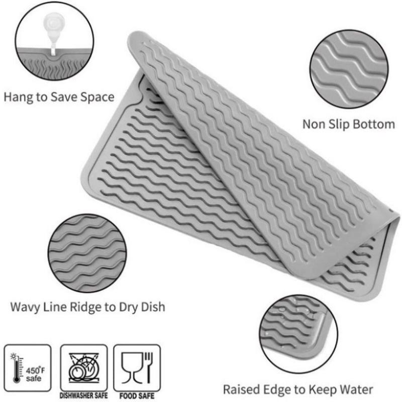 Product Introduction of Tấm Lót Bàn Nhà Bếp, Chất Liệu Silicon, Tấm Thảm Phơi Đồ, Giá Đỡ Bát Đĩa, Tấm Thoát Nước Gợn Sóng, Tấm Cách Nhiệt, Có Thể Gập Lại, Chống Trượt, Tấm Lót Bàn, 1 Cái, Hàng Mới Về 20