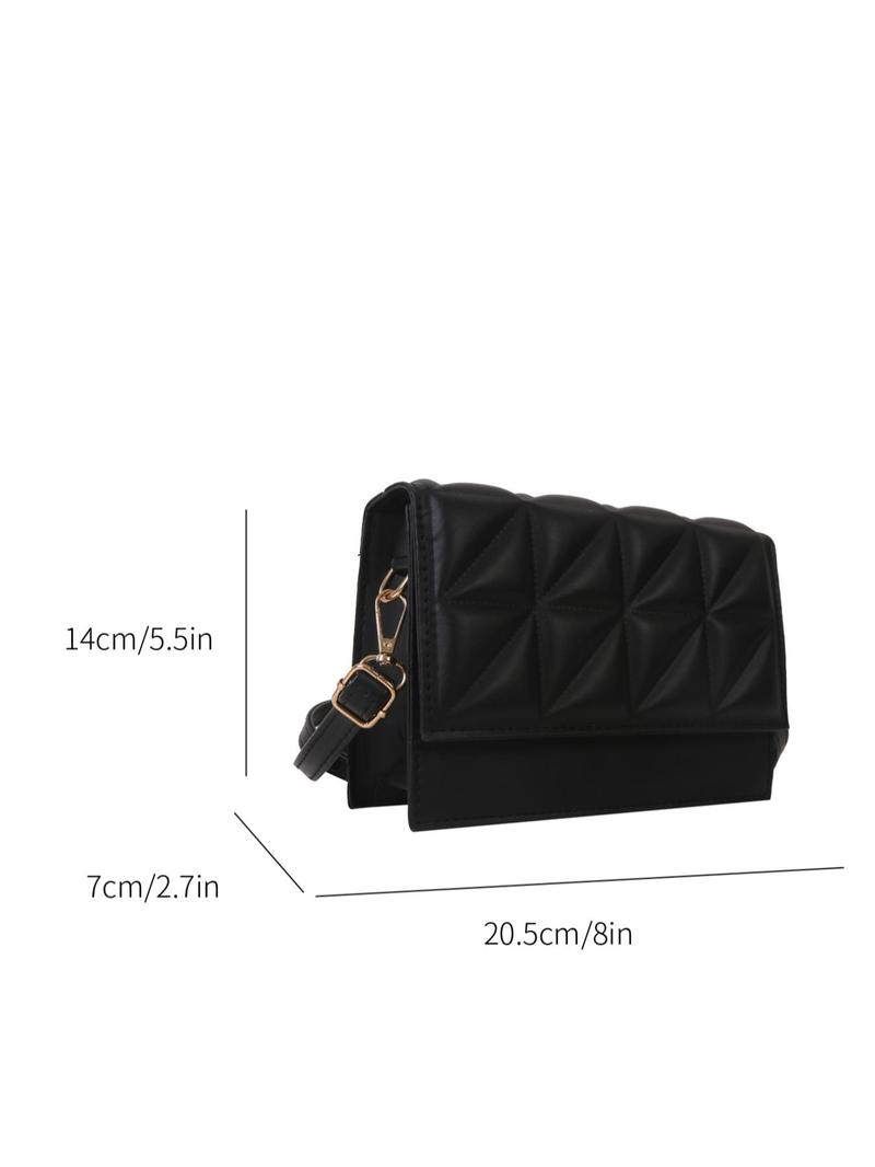 Product Introduction of Women's Fashion Solid Color Quilted Flap Square Bag, Elegant Shoulder Bag For Daily Used, All-match Commuter Bag 5